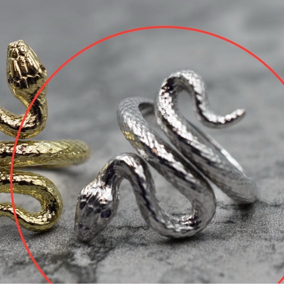 18k White Gold Snake Ring With Lavender Sapphire Eyes Size 6 3/4 - Picture 2 of 3